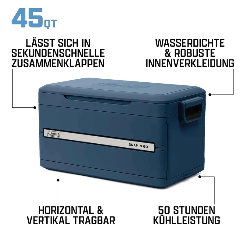Coleman Snap ‘N Go 45QT | 42 Liter faltbare Kühlbox | 2 Tage Kühlung