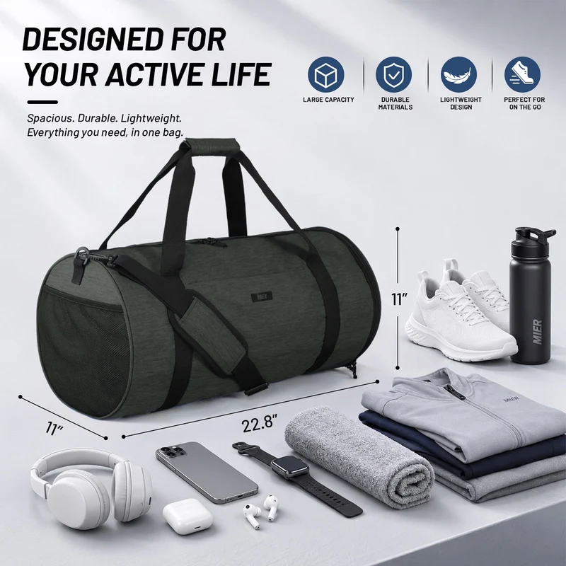Sports Duffle Bag with Shoe Compartment & Wet Pocket