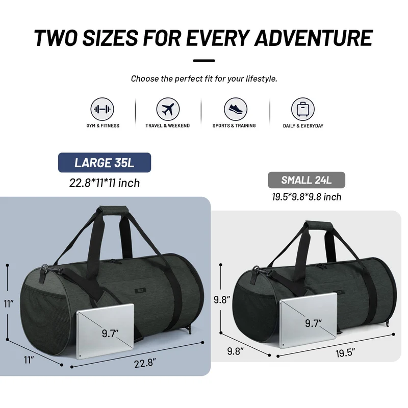 Sports Duffle Bag with Shoe Compartment & Wet Pocket