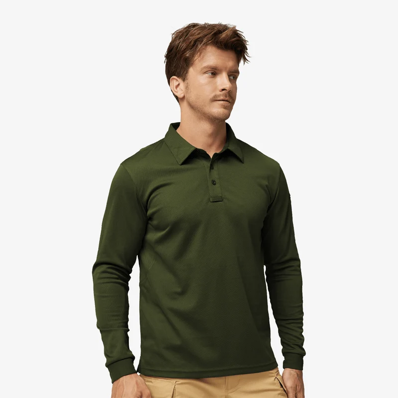 Men's Outdoor Tactical Long Sleeve Polo Shirts Quick Dry
