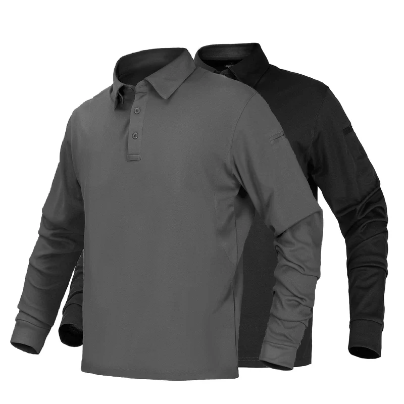 Men's Outdoor Tactical Long Sleeve Polo Shirts Quick Dry