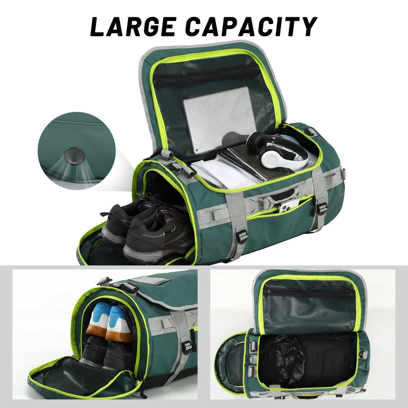Large Duffel Backpack Sports Gym Bag with Shoe Compartment