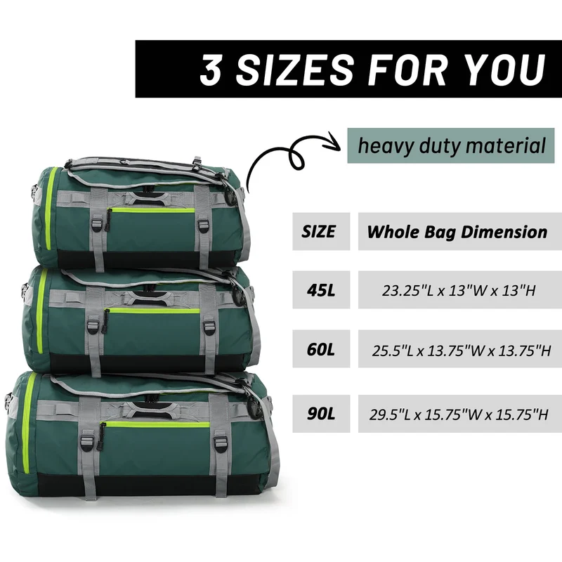 Large Duffel Backpack Sports Gym Bag with Shoe Compartment