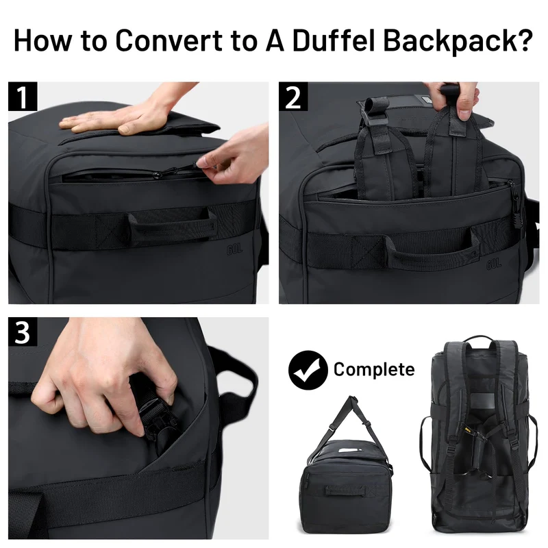 Large Convertible Backpack Duffle Heavy Duty Duffel Bag