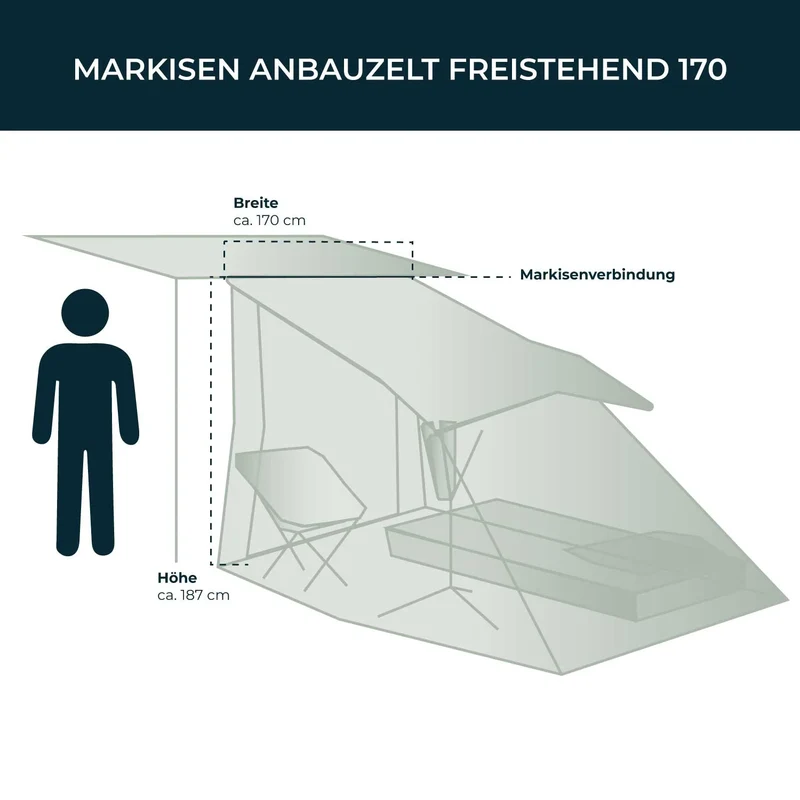 VICKYWOOD Freistehender Zeltraum 170 cm - Markisenzelt