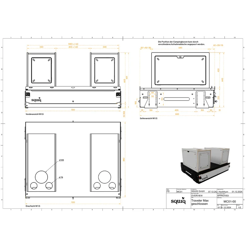 squiq Traveler max – Campingbox und Kofferraumauszug für Vans