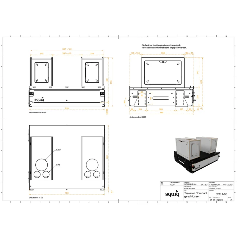 squiq Traveler compact – Campingbox und Kofferraumauszug für kleine Kombis