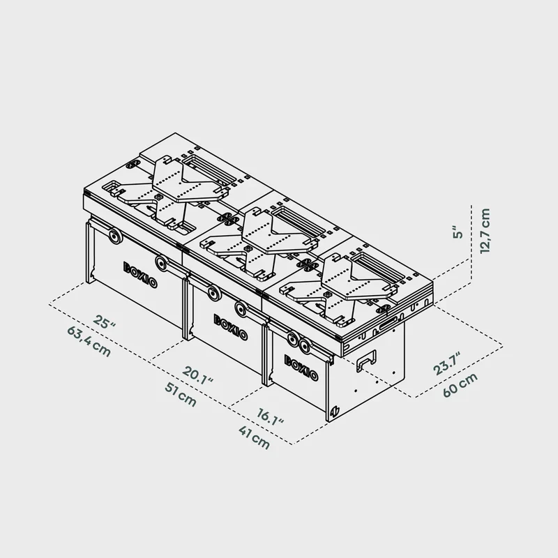 BOXIO RACK Modulare Campingbox mit Bett BUNDLE XXL