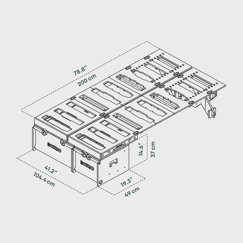 BOXIO RACK Modulare Campingbox mit Bett BUNDLE M