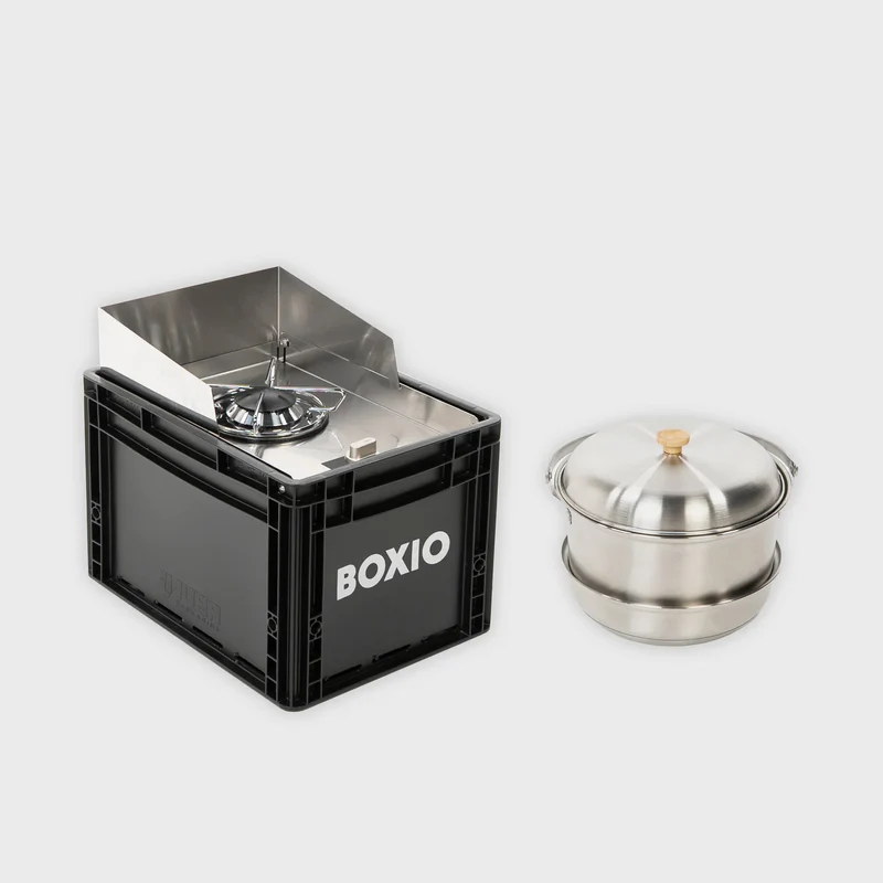 BOXIO COOK PLUS Mobiler Gaskocher inklusive Topfset