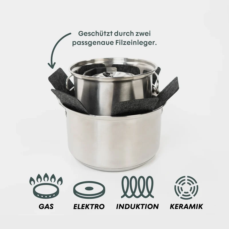 BOXIO COOK PLUS Mobiler Gaskocher inklusive Topfset