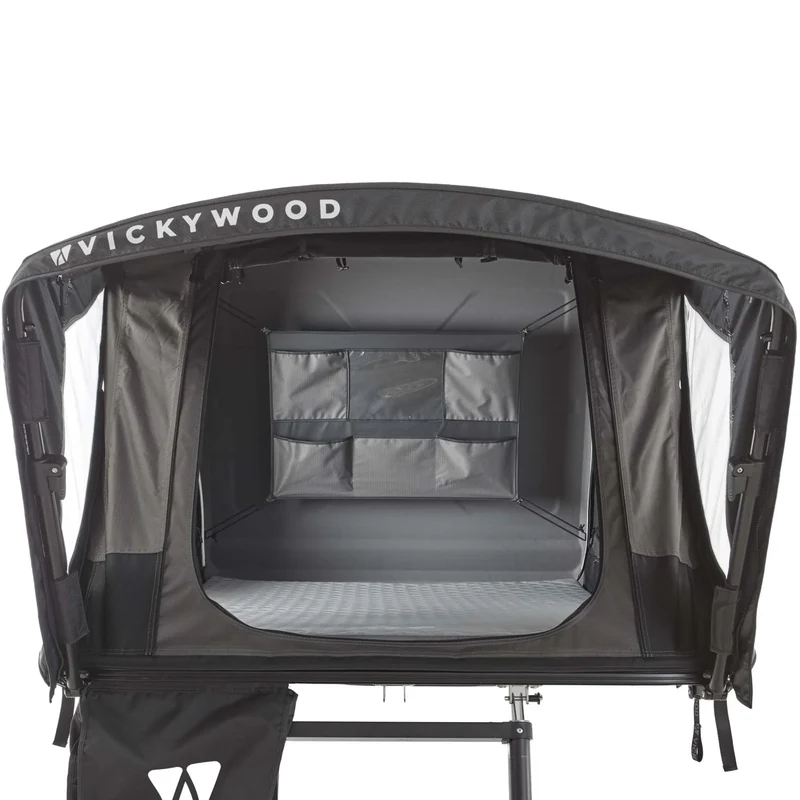 VICKYWOOD Hybrid Hartschalen Dachzelt TEAK 135 grau