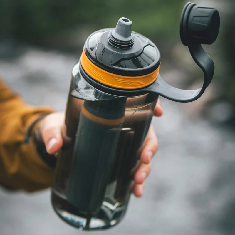 Water Filter & Purifier Bottle Black/Orange 1 L