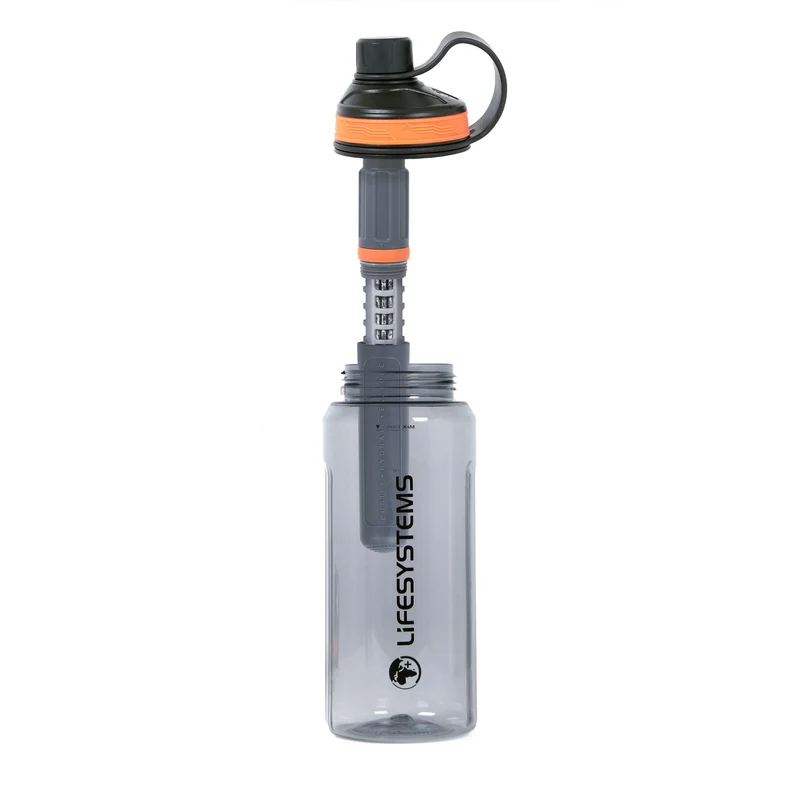 Water Filter & Purifier Bottle Black/Orange 1 L