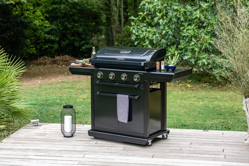 Campingaz 4 Series Onyx S Gasgrill | 4 Blue Flame Edelstahlbrenner | Seitenkocher