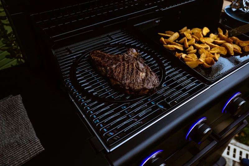 Campingaz 4 Series Onyx S Gasgrill | 4 Blue Flame Edelstahlbrenner | Seitenkocher