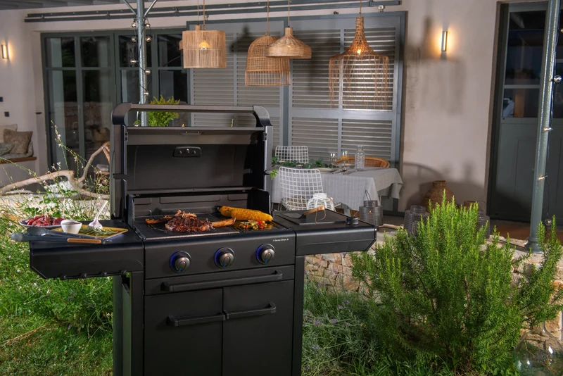Campingaz 3 Series Onyx S Gasgrill | 3 Blue Flame Edelstahlbrenner | Seitenkocher