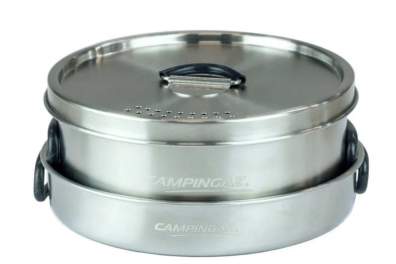 Campingaz Trekking-Geschirrset aus Edelstahl | 1 Topf mit Deckel & Pfanne