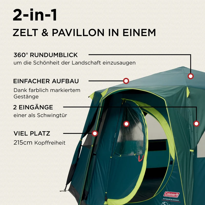 Coleman Octagon BlackOut Familienzelt | 6-8 Personen