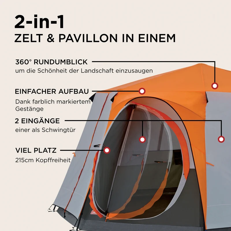 Coleman Octagon 8 Orange Familienzelt | 6-8 Personen