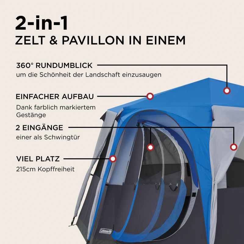 Coleman Octagon 8 Blau Familienzelt | 6-8 Personen