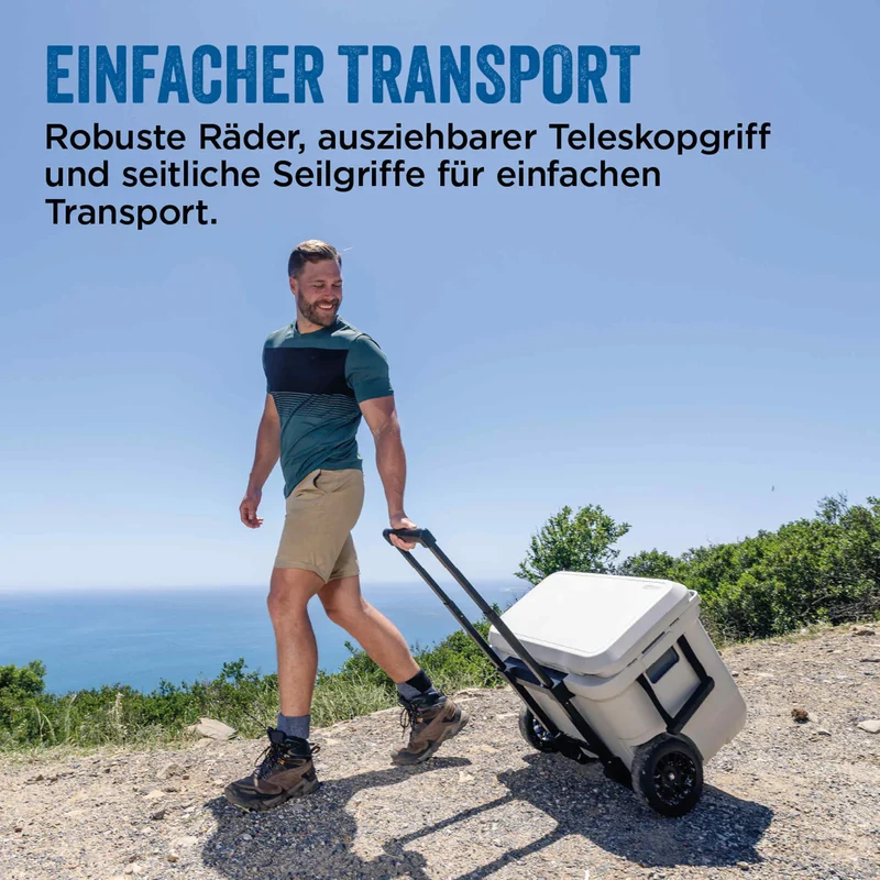 Coleman PRO 55QT Wheeled | 52 Liter Kühlbox mit Rollen | 5 Tage Kühlung