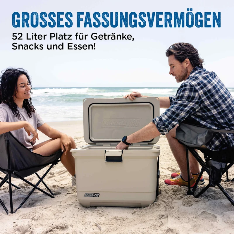 Coleman PRO 55QT Wheeled | 52 Liter Kühlbox mit Rollen | 5 Tage Kühlung