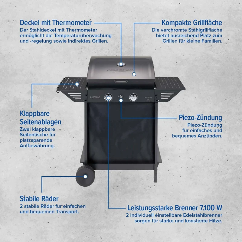 Campingaz Xpert 200 LXD Gasgrill | 2 Stahlrohrbrenner
