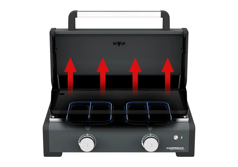 Campingaz Onyx 2 Plancha-Gasgrill | Heiße Grillplatte | 2 Brenner