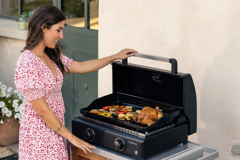 Campingaz Onyx 2 Plancha-Gasgrill | Heiße Grillplatte | 2 Brenner