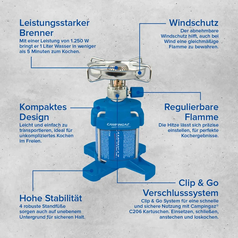 Campingaz Gaskocher Bleuet 206 Plus | Stechkartuschenkocher | 1 Brenner