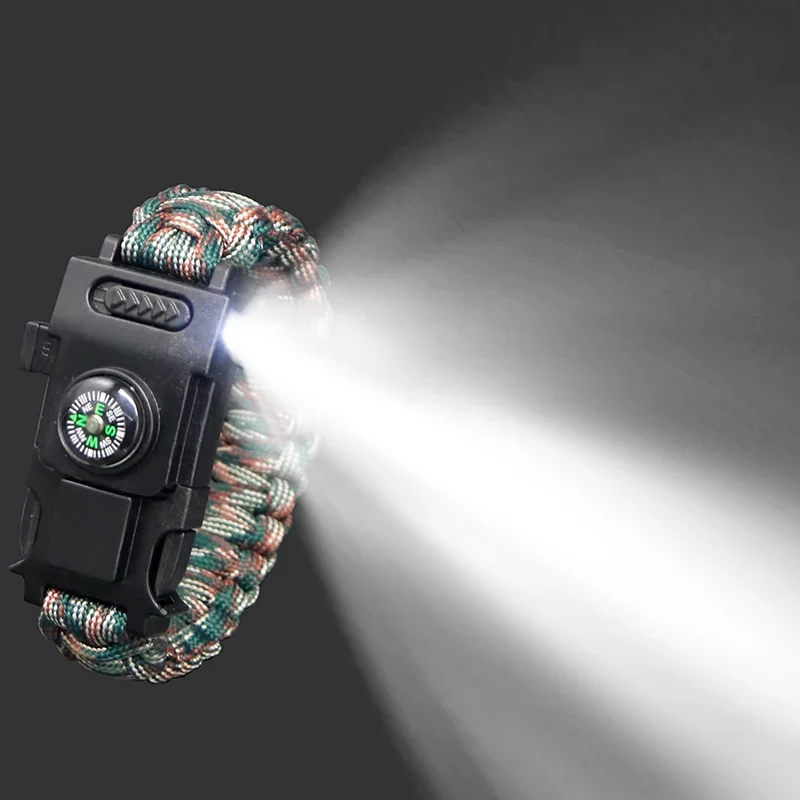 Alfa Survival paracord armband met kompas en LED licht