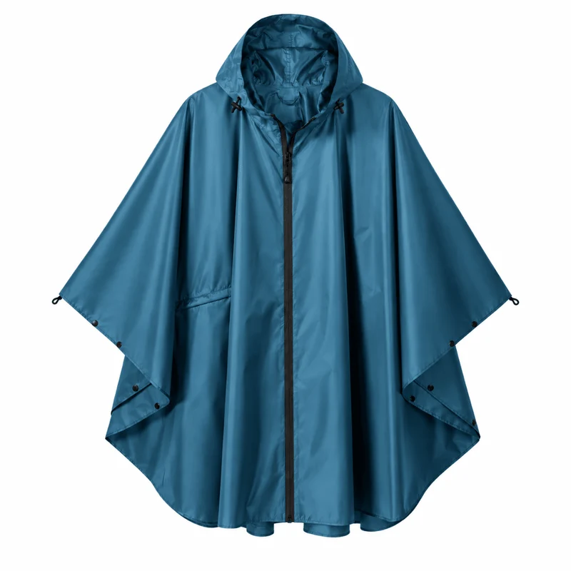 Regenponcho Übergröße mit Kapuze und Taschen Blau