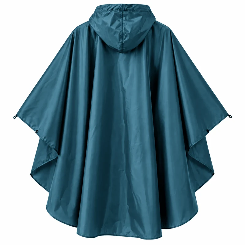Regenponcho Übergröße mit Kapuze und Taschen Blau