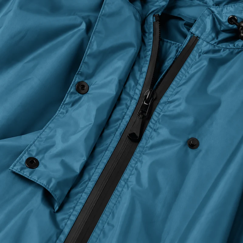 Regenponcho Übergröße mit Kapuze und Taschen Blau