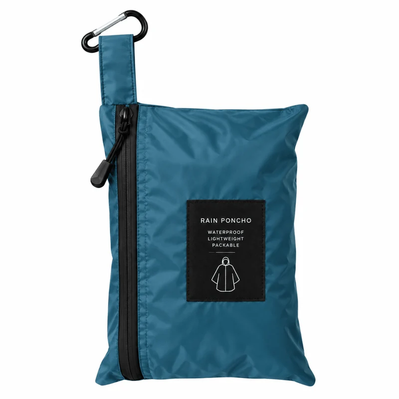 Regenponcho Übergröße mit Kapuze und Taschen Blau