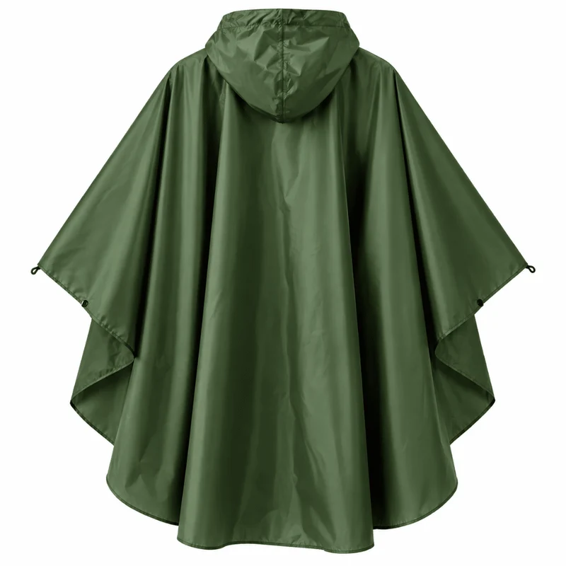 Regenponcho Übergröße mit Kapuze und Taschen Grün