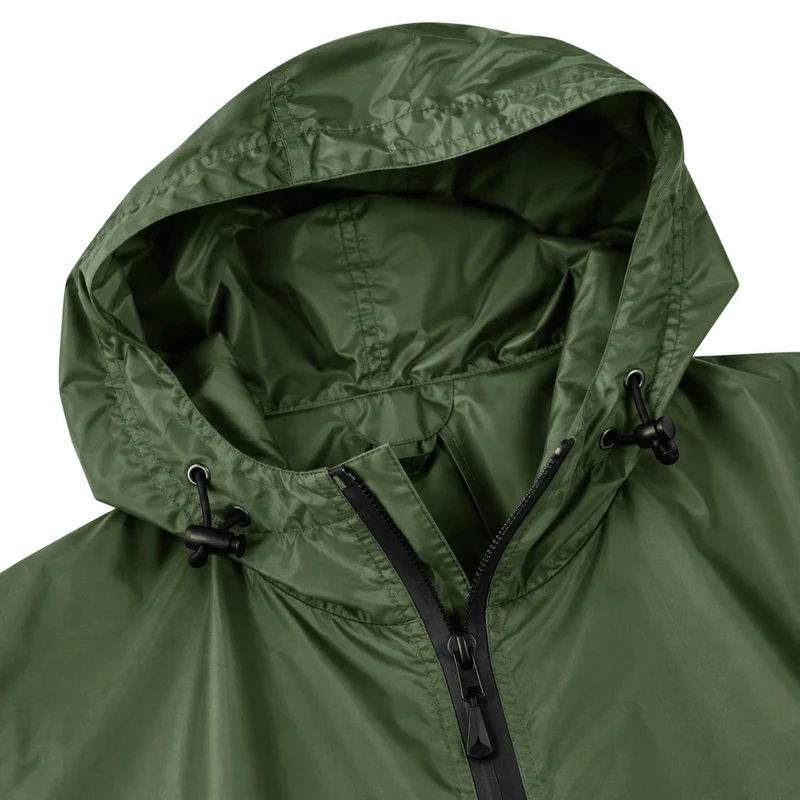 Regenponcho Übergröße mit Kapuze und Taschen Grün
