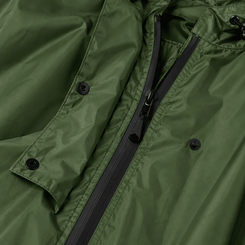 Regenponcho Übergröße mit Kapuze und Taschen Grün