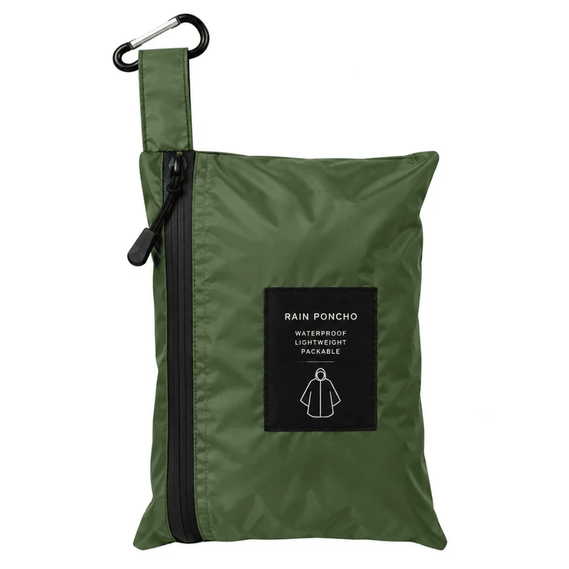 Regenponcho Übergröße mit Kapuze und Taschen Grün