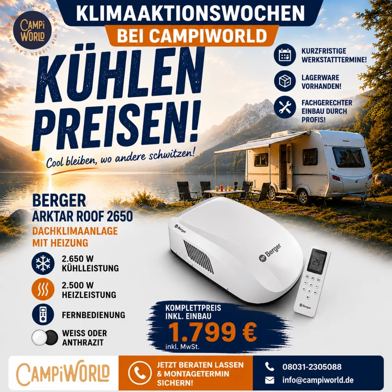 Dachklimaanlage Berger Arktar 2650W Roof inkl. Einbau