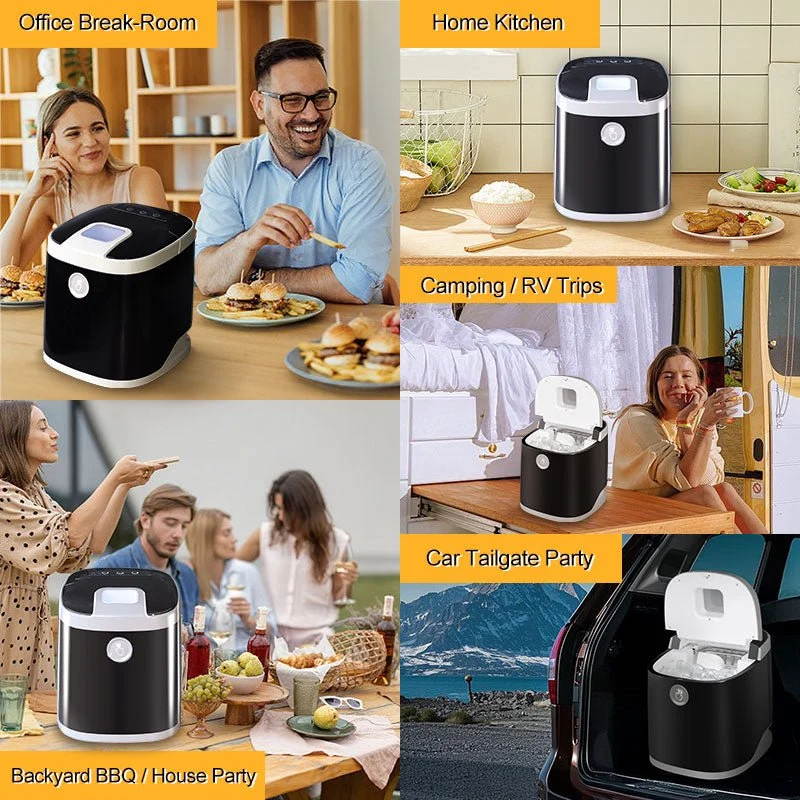 Tragbarer Eisbereiter für Auto und Zuhause, 22 Pfund/Tag | Kompakt und DC/AC | GSEICE