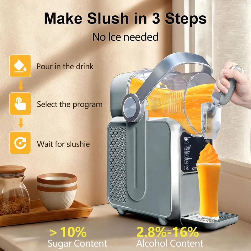 Slushy-Maker für zu Hause mit Griff, 3 l | Maschine für präzises Kühlen und Schnellgefrieren von Getränken | GSEICE