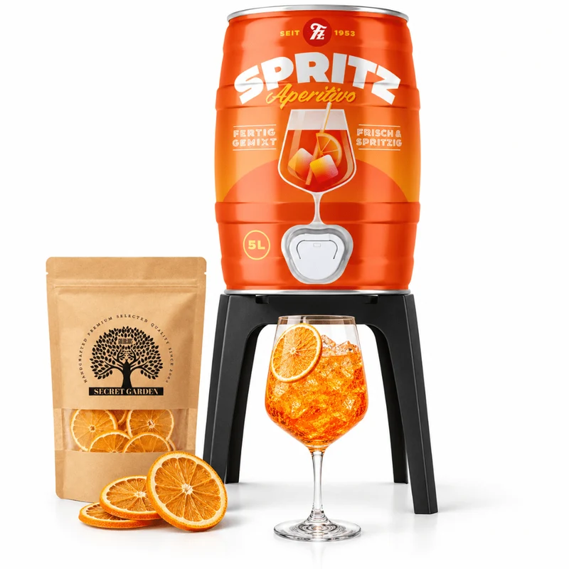 Aperitivo Spritz Festival Set 5 l mit Fasshalterung & Orangenscheiben