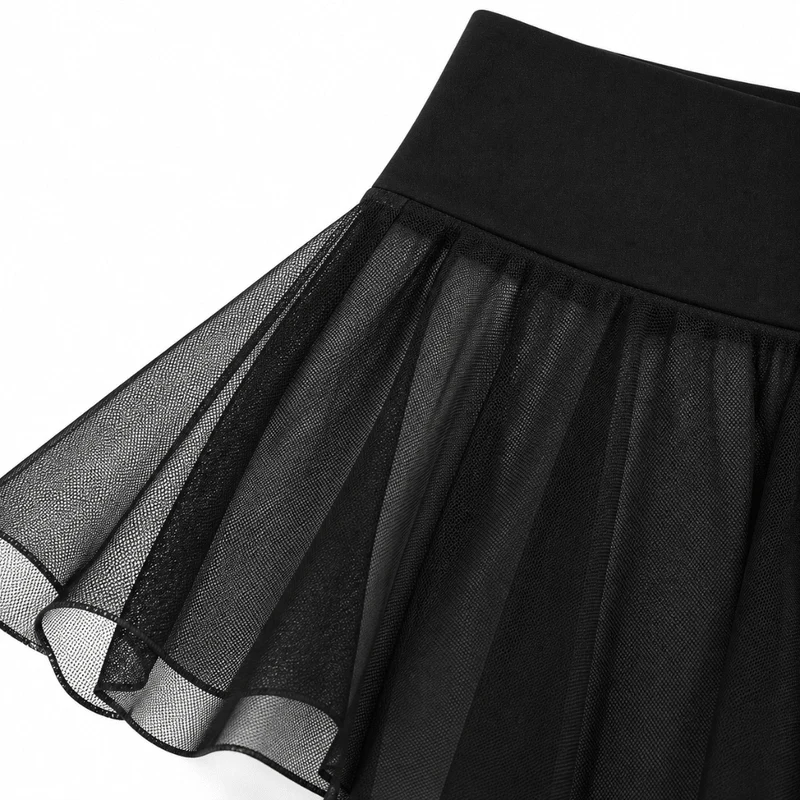 Mesh Minirock High Waist Schwarz