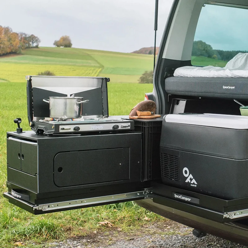 SpaceSlide Heckauszug/Lastenauszug für VW T5 / T6 / T6.1 Multivan & Beach von SpaceCamper Modular