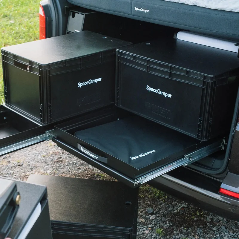 SpaceSlide Heckauszug/Lastenauszug für VW T5 / T6 / T6.1 Multivan & Beach von SpaceCamper Modular