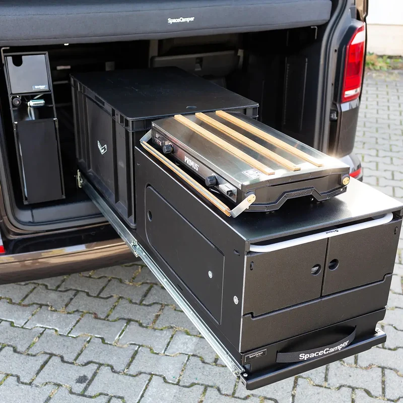 SpaceSlide Heckauszug/Lastenauszug für VW T5 / T6 / T6.1 Multivan & Beach von SpaceCamper Modular