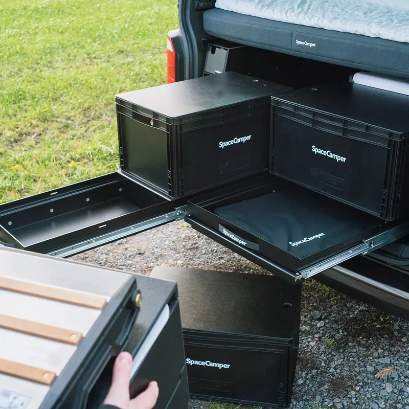 SpaceSlide Heckauszug/Lastenauszug für VW T5 / T6 / T6.1 Multivan & Beach von SpaceCamper Modular