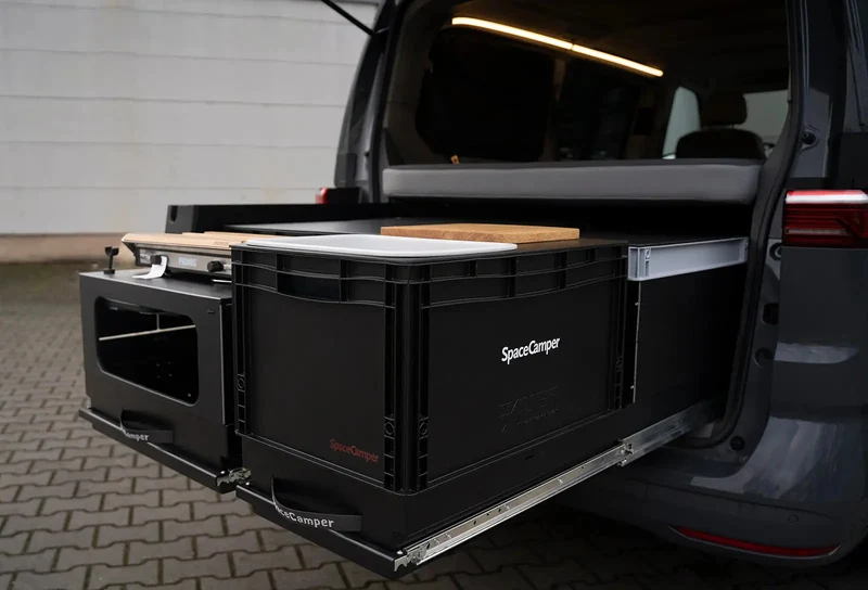 SpaceSlide Heckauszug/Lastenauszug für VW T7 von SpaceCamper Modular